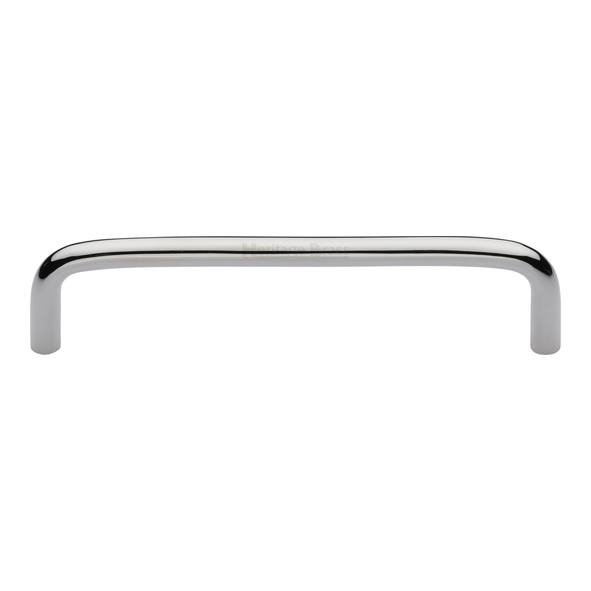 C2155 128-PNF • 128 x 136 x 32mm • Polished Nickel • Heritage Brass D-Pattern 08mm Ø Cabinet Pull Handle